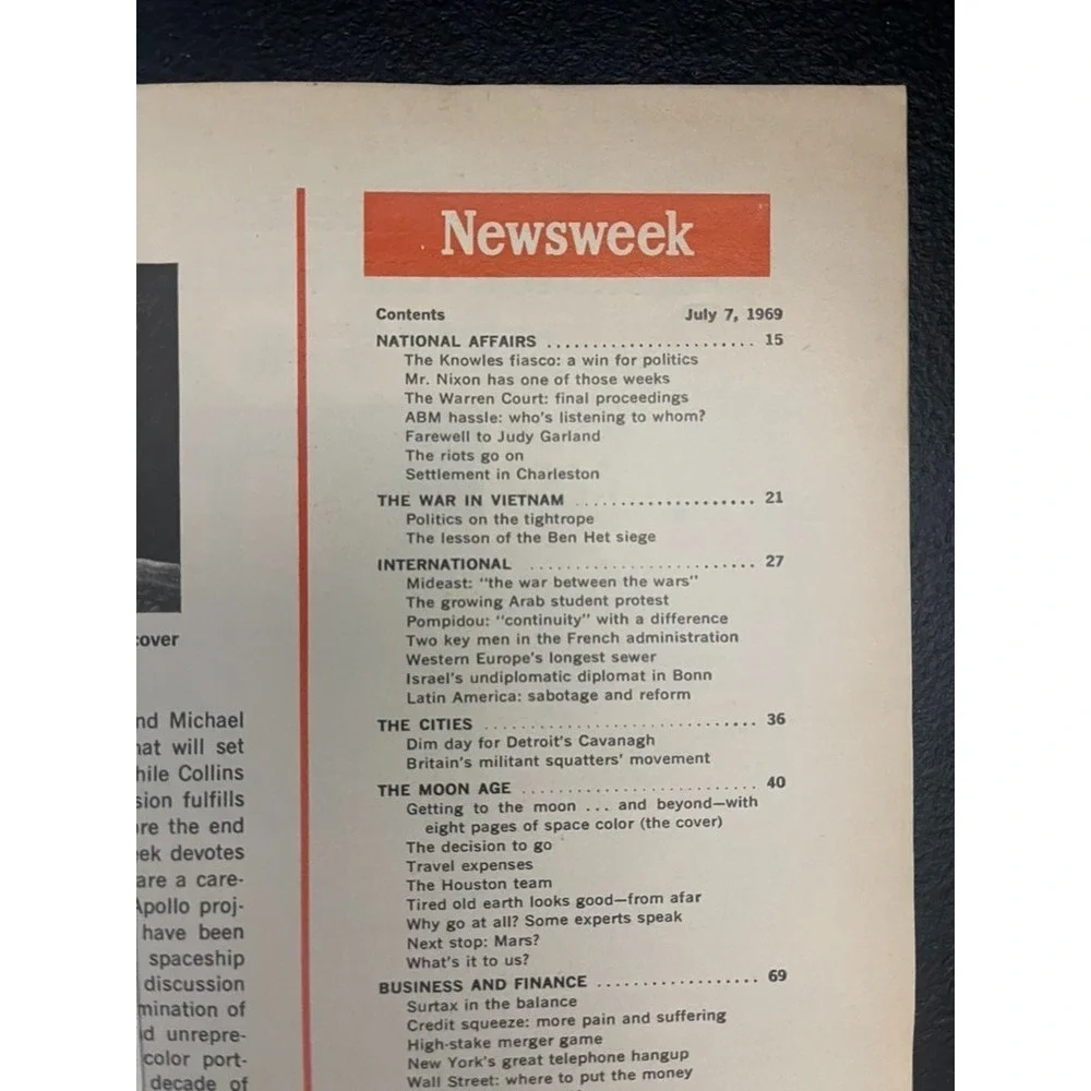 Vintage Newsweek Magazine July 7, 1969 - The Moon Age